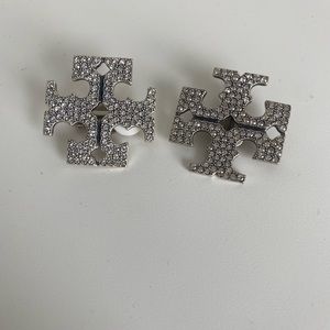 Oversized tory burch silver earrings